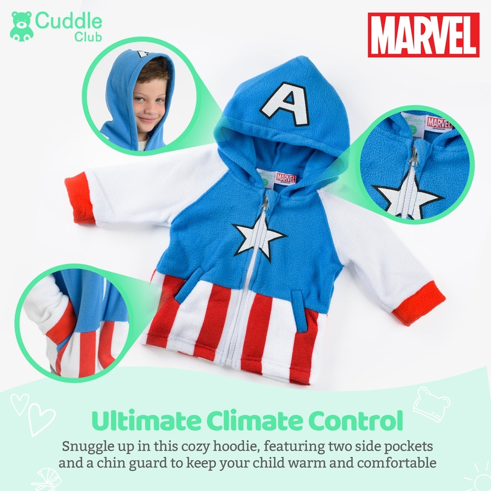 Marvel Cuddle Club Kids Captain America Fleece Hoodie 18-24 Months NWT Costume